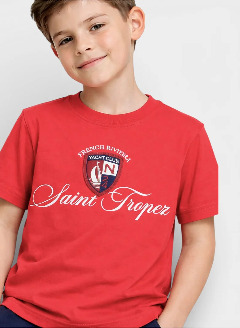 victor and jane Boys Saint Tropez T-Shirt & Navy Terry Joggers Set